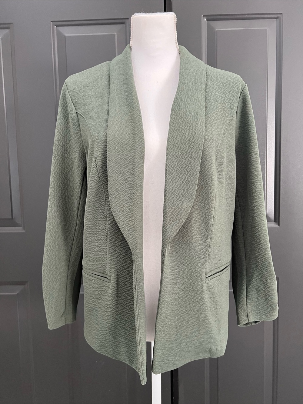 Bar III Sage Green Open-Front Collar Blazer